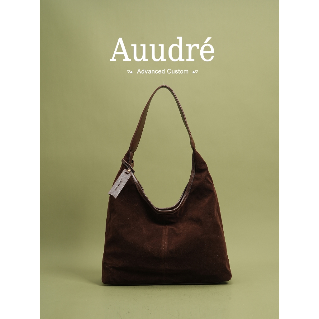 Auure Retro Suede กระเป๋าสะพายไหล่ขนาดใหญ่ ดีไซน์คลาสสิกสำหรับการเดินทาง