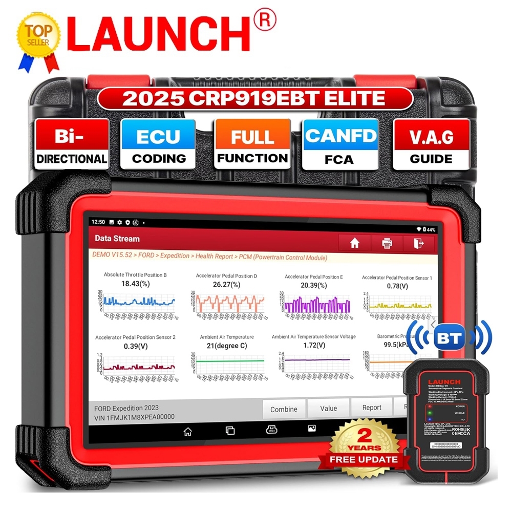 LAUNCH X431 CRP919EBT OBD2 Scanner  Wireless Bidirectional Scan Tool with 35+ Reset Functions ECU Coding