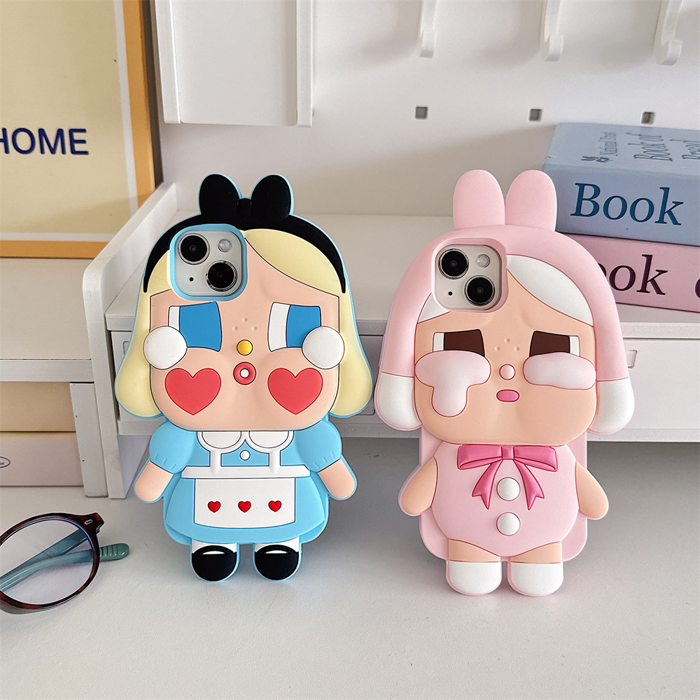 CRYBABYกันกระแทกสําหรับiPhone16 15 14 13 12 Pro Max Pop Mart Crybabyซิลิโคนอ่อนนุ่มป้องกันกล้องPOP MART Tear Factory Candyหน้ากากตุ๊กตาอลิซเชลล์