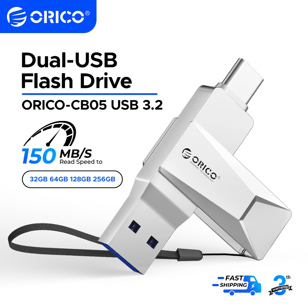 ORICO 2 In 1 USB แฟลชไดรฟ์โลหะ 32GB 64GB 128GB 256GB Type C USB 3.2 แฟลชไดรฟ์หน่วยความจํา (CB05)