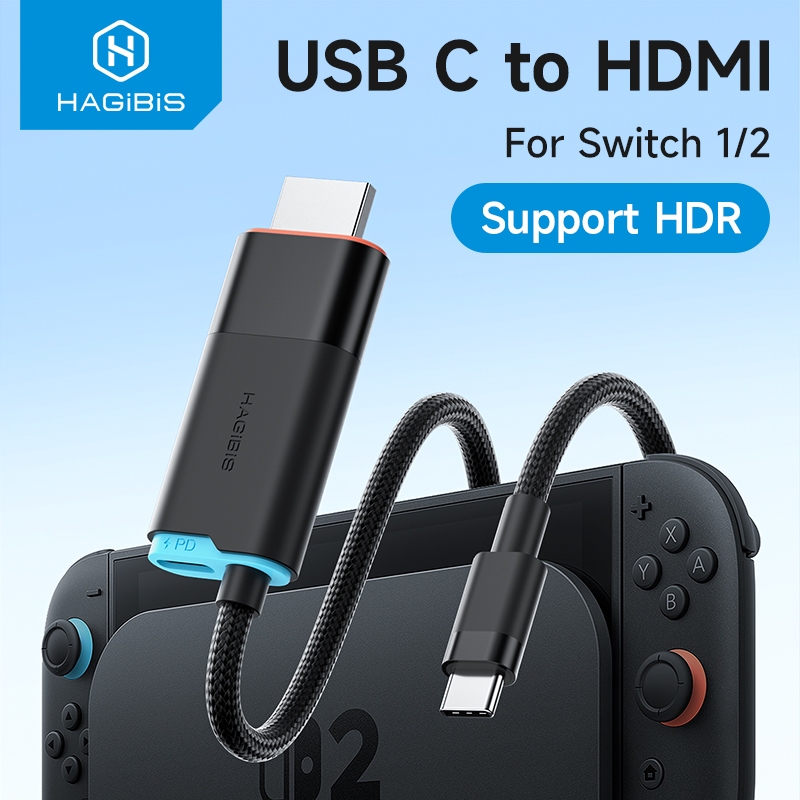 Hagibis Switch Dock สําหรับ Nintendo Switch1/Switch2/OLED 4K @ 60Hz USB C ถึงอะแดปเตอร์สายเคเบิล HDM