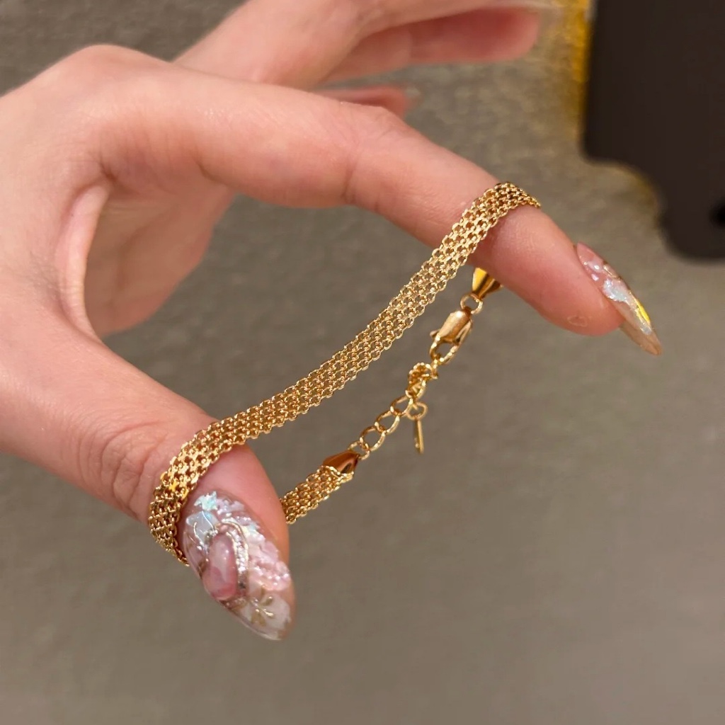 ทอสร้อยข้อมือสายเงินทองผู้หญิงย้อนยุคแสงหรูหราสร้อยข้อมือพรีเมี่ยม