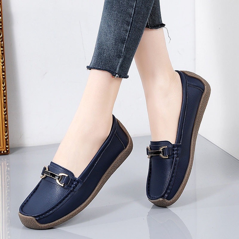 JNBAO 35-44 รองเท้าผู้หญิง 5 สี Slip บนผู้หญิงรองเท้าไม่มีส้นรองเท้าหนังคุณภาพสูงสุภาพสตรีแฟลต