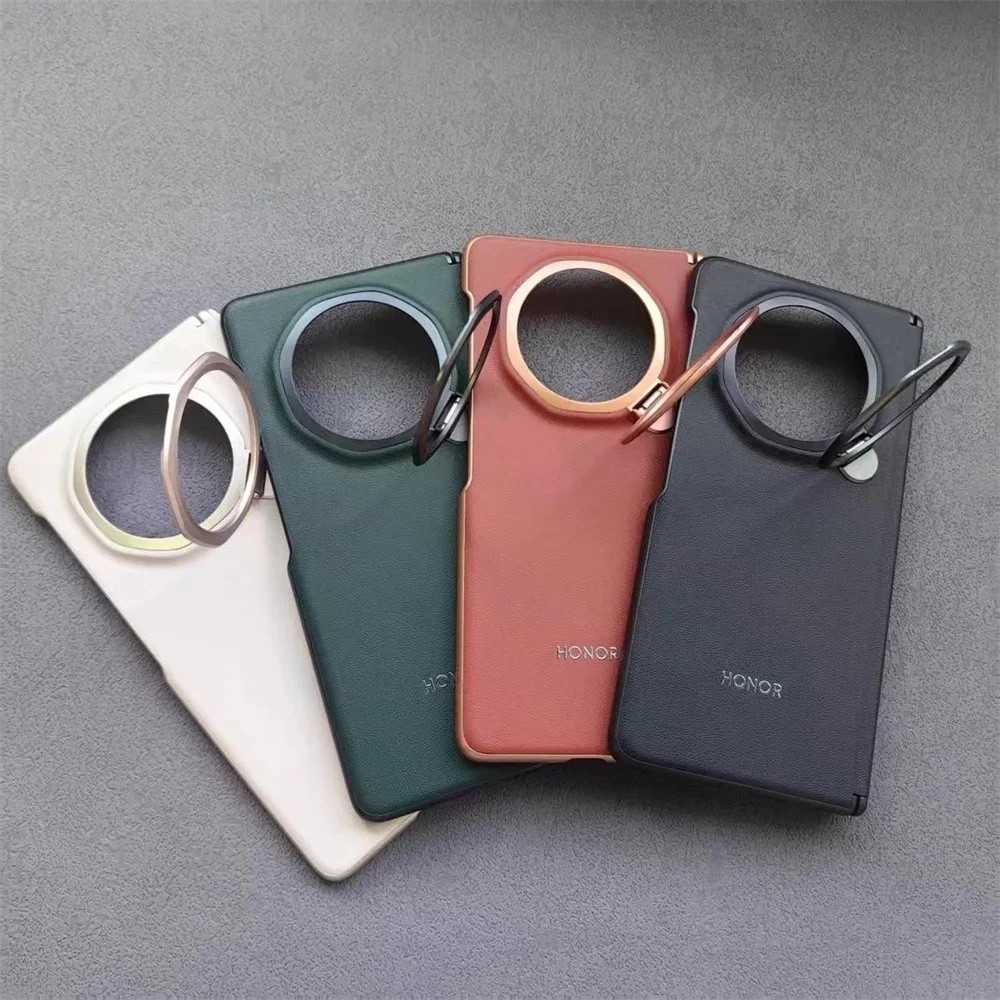 Original Honor Magic V3 อย่างเป็นทางการหนัง Bracket เคสโทรศัพท์กันกระแทกฝาหลังกันชนสําหรับ HONOR Magic V3 5G PU ป้องกันกันชนพร้อม Kickstand