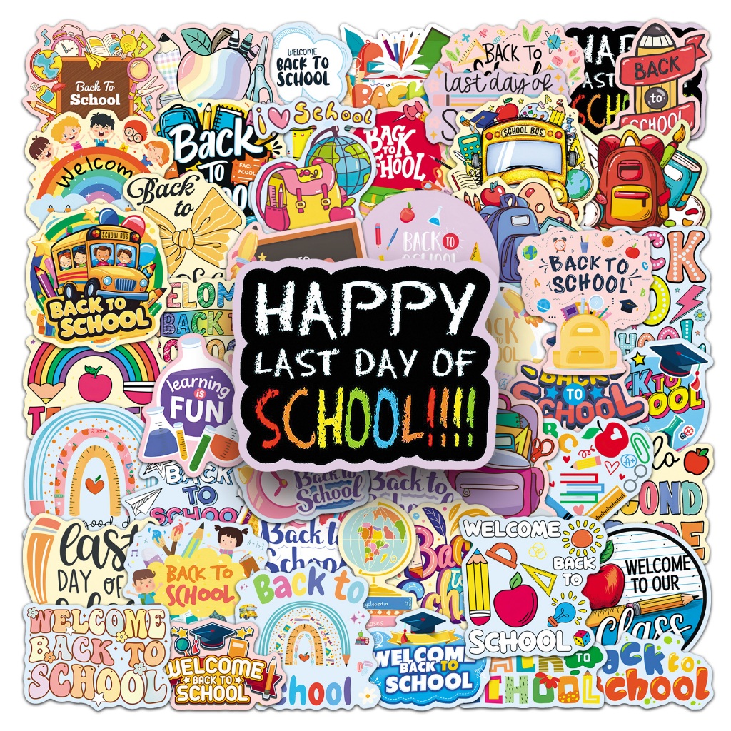 ตลก 50 ชิ้น Back-To-School Season Theme สติกเกอร์กันน้ําสําหรับ Tumbler แล็ปท็อปเคสโทรศัพท์รถสติกเกอร์ Graffiti Creative DIY