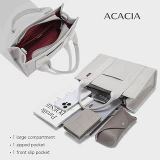 ACACIA Fern - กระเป๋า Mini Tote ผู้หญิง พร้อมสายสะพายถอดได้ หนัง PU ลายผ้า สไตล์ลำลอง