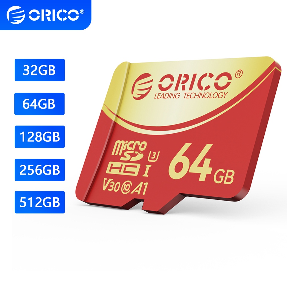 100% Original ORICO 32G 64G 128G 256G Micro SD MicroSDXC UHS-I การ์ดหน่วยความจําสีแดง U3 Class10 V30