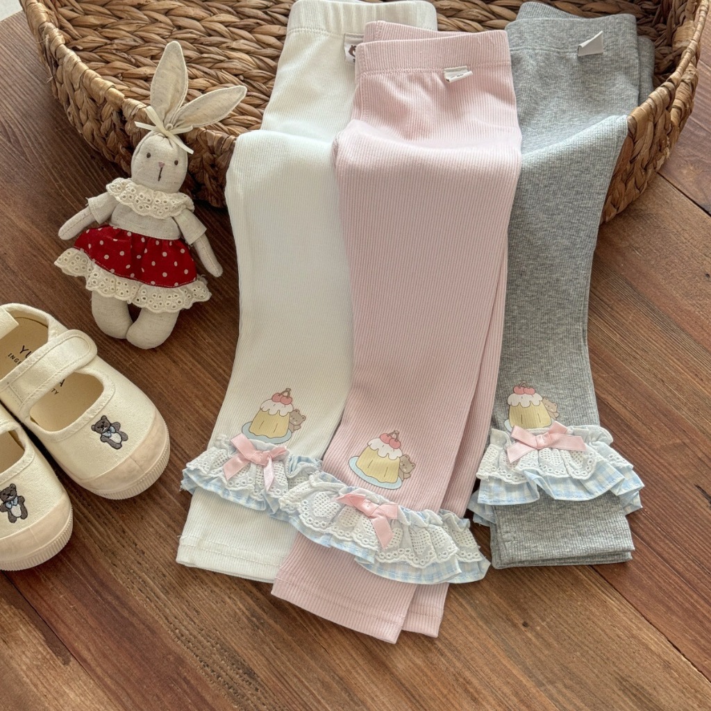 สาวสไตล์ตะวันตกฤดูใบไม้ผลิฤดูใบไม้ร่วงสไตล์เกาหลีรุ่นเด็กลูกไม้ลูกไม้ เลกกิ้ง เด็กสาวยืด บาง-พอดี กางเกงผอม