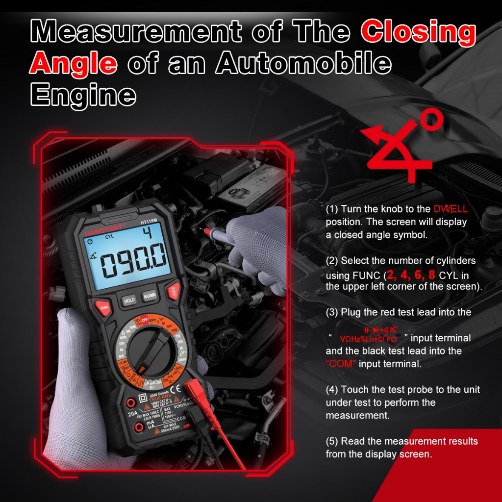 HABOTEST HT118M มัลติมิเตอร์ 1000V AC/DC มัลติมิเตอร์แบบดิจิตอล 6000/2000 NCV นับความแม่นยําสูงช่วงอัตโนมัติ true RMS การวัดแรงดันไฟฟ้าความต้านทานปัจจุบัน - รูปที่ 2