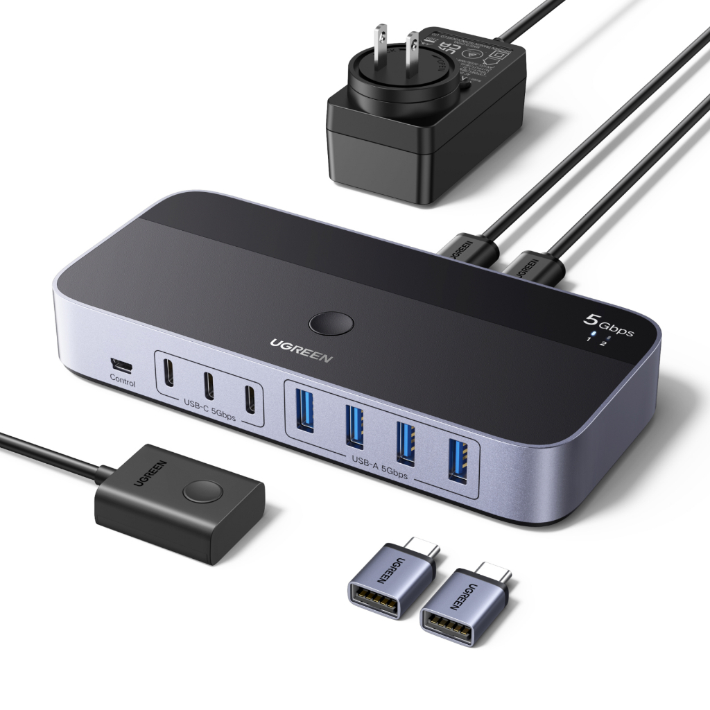UGREEN USB 3.0 2 Input 7 Output USB Hub พร้อมอะแดปเตอร์แปลงไฟ | ฮับ USB 5Gbps ความเร็วสูงสําหรับแชร์