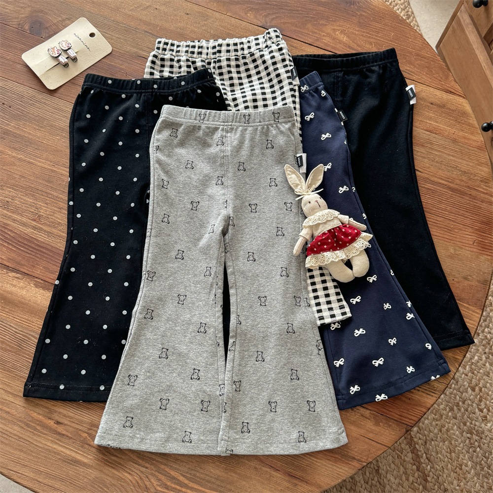 กางเกงลายสดใสมากำพร้าวดอกไม้ สำหรับเด็กหญิง เหมาะกับฤดูใบไม้ร่วงและฤดูใบไม้ผลิ สวมใส่ง่ายและอินเทรนด์