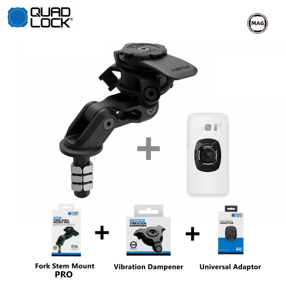 QUAD LOCK KIT BUILDER FORK STEM MOUNT และ VIBRATION DAMPENER และ UNIVERSAL ADAPTER สําหรับรถจักรยานย