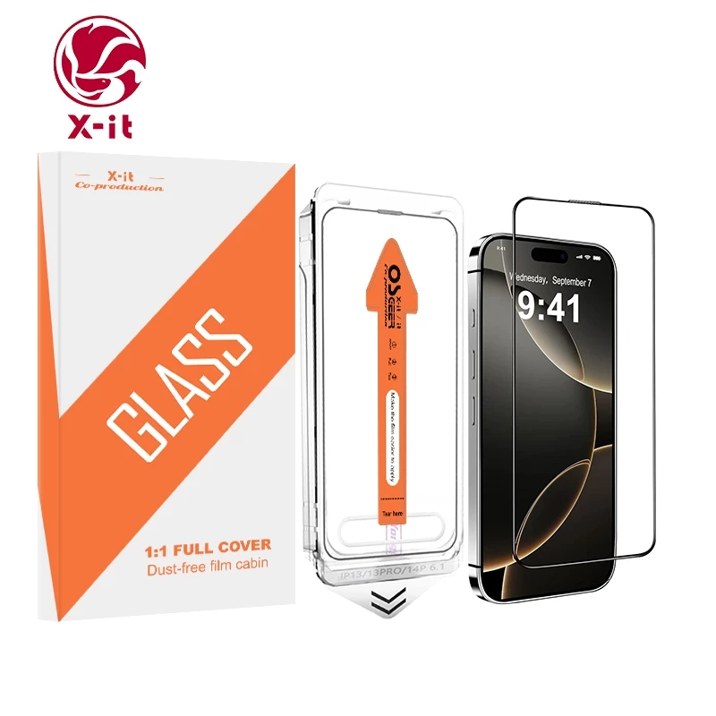 X-IT สําหรับ iPhone 18 17 air 11 12 13 14 15 16 16e Pro Max plus ป้องกันหน้าจอ, 9H Full Coverage กระจกนิรภัยหน้าจอ,พร้อมกําจัดฝุ่นอัตโนมัติ