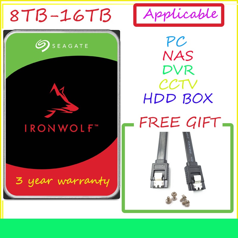 [ใหม่] SEAGATE IronWolf 3.5 "16TB/14TB/12TB/10TB/8TB SATA HDD สําหรับ PC/NAS/DVR/CCTV/HDD BOX