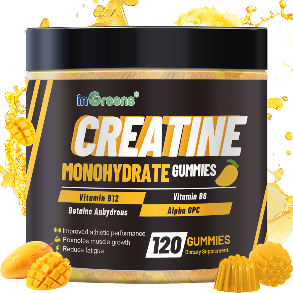 InGreens 6000mg Creatine Monohydrate Gummies,อาหารเสริม Creatine Potent,ฮาลาล,รสมะม่วง