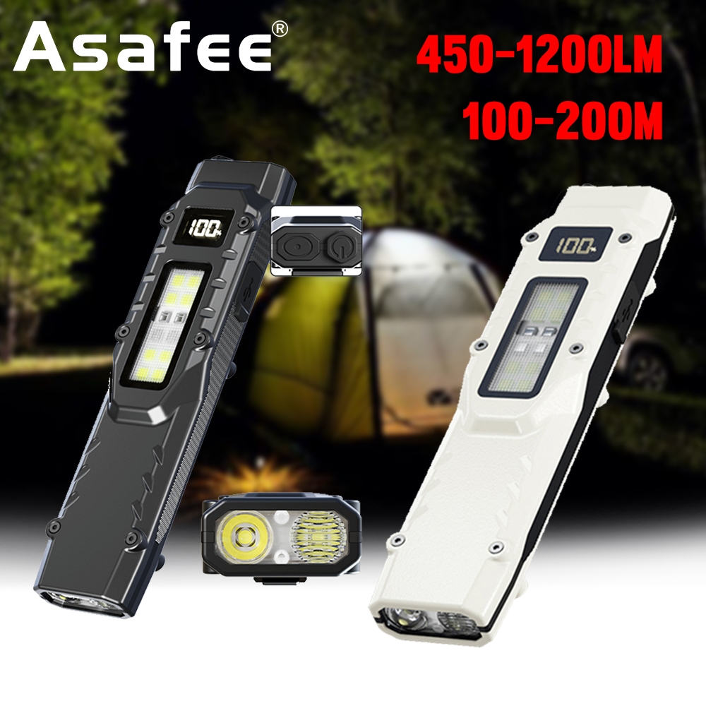 Asafee V007 ไฟฉายพกพากลางแจ้ง ความสว่างสูงพิเศษ LED ใช้สำหรับแคมป์ปิ้ง ไฟนิรภัยขนาดเล็ก ใช้ทำงาน ไฟสีขาว แดง ม่วง ชาร์จไฟได้ กันน้ำ เหมาะสำหรับวิ่งกลางคืน เดินป่า