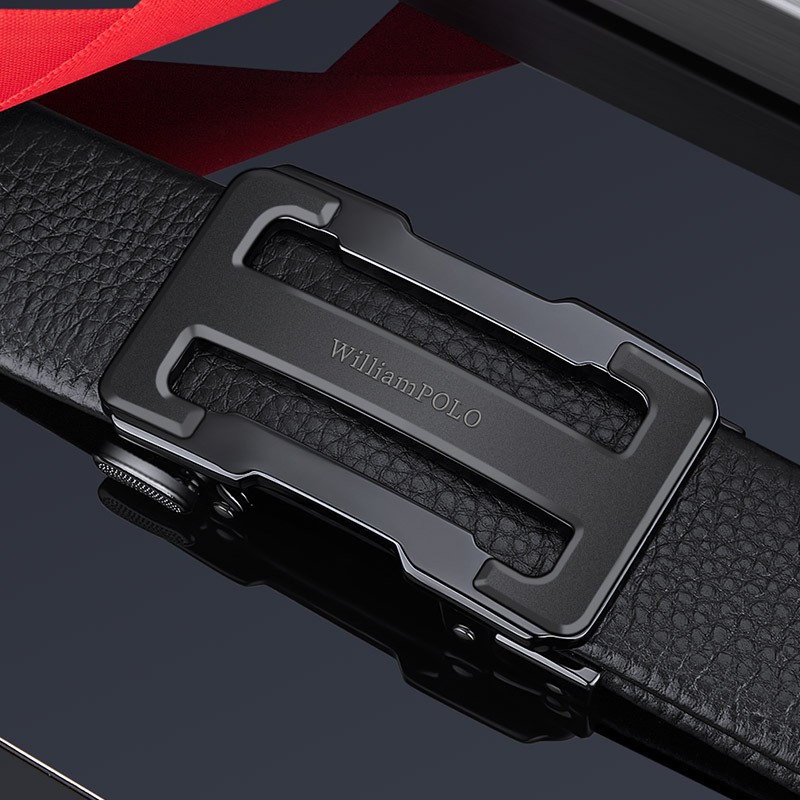 แท้ 100% William Polo เข็มขัดหนังผู้ชาย กระเป๋าอัตโนมัติพรีเมี่ยม แฟชั่นเกาหลี พร้อมกล่องของขวัญฟรี Genuine Leather Belt for Men - Automatic Buckle Korean Fashion | Free Gift Box Present - รูปที่ 2