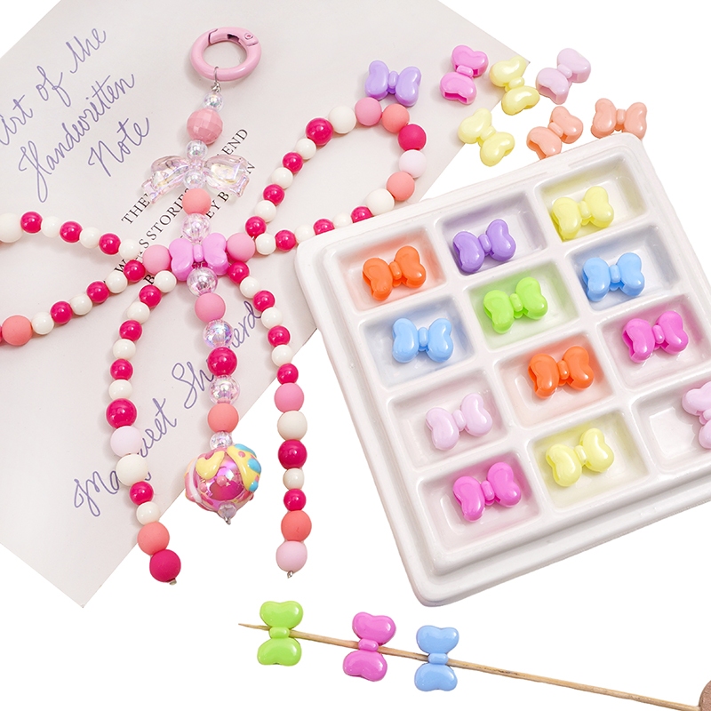 คริลิคโบว์ ขนาด 15x11 มม. สีหลากหลายสำหรับทำเครื่องประดับและของตกแต่ง