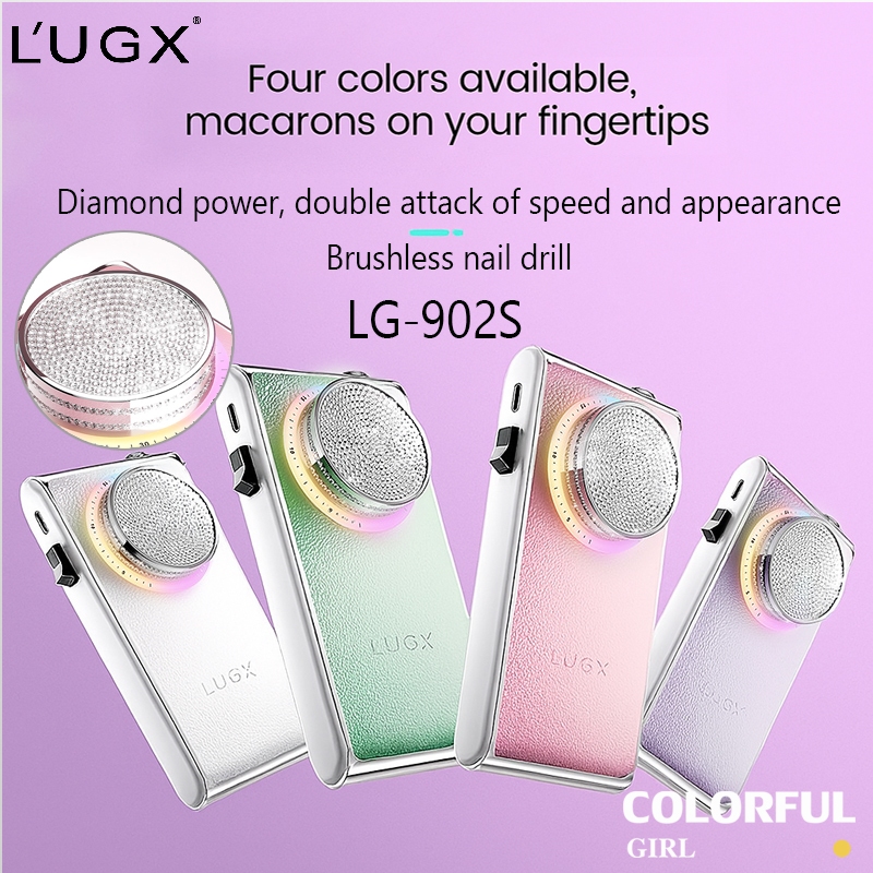 ✅พร้อมส่ง✅ LUGX เครื่องเจียร์เล็บ LG-902S มอเตอร์ไร้แปรง ดีไซน์หนังมาการองประดับเพชรสุดแฟชั่น 4 สีให้เลือก 30,000 รอบ/นาที 24W แบบพกพา ชาร์จไฟได้ สีสันสดใส