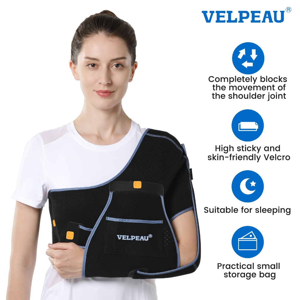 VELPEAU แขนสลิงไหล่รั้งสําหรับผู้ชายและผู้หญิง Immobilizizer สําหรับการบาดเจ็บพยุงบรรเทาอาการปวดสําหรับ AC Joint Rotator Cuff Torn Medical Sling สําหรับ Sublimexion, หัก, เคลื่อนและศัลยกรรม