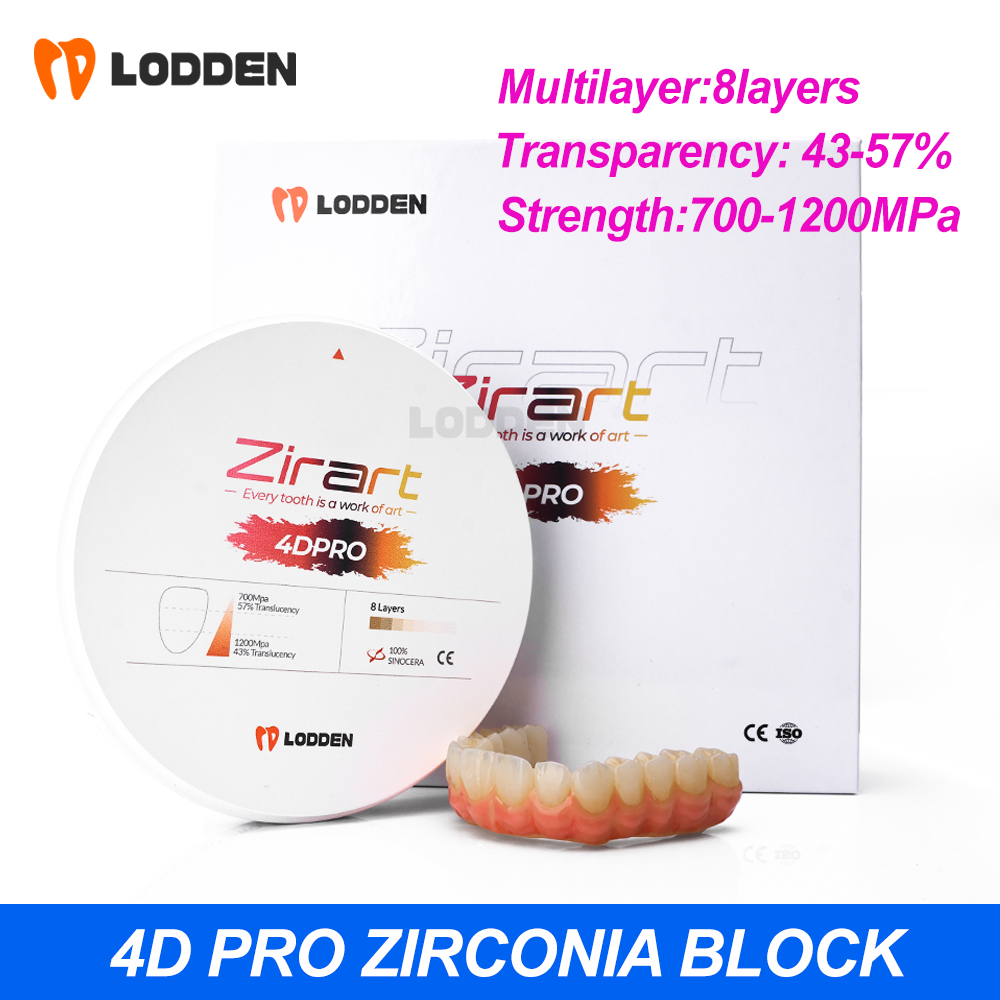 4D Pro Zirconia บล็อก 98x14-25 มม.Multilayer Zirconia Disc Lab CAD CAM เปิดระบบวัสดุ