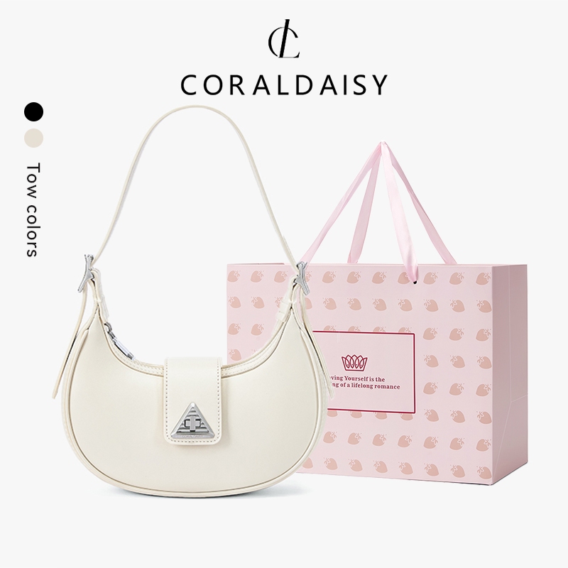 CORALDISY 2025 ใหม่ กระเป๋าสะพายข้าง กระเป๋าสะพายไหล่ แฟชั่น กระเป๋าทรงครึ่งวงกลม กระเป๋าผู้หญิง
