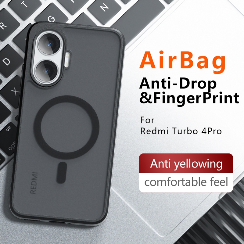 สําหรับ Xiaomi Redmi Turbo 4 Pro, POCO F7 กรณี ELVEV Anti-drop ถุงลมนิรภัย Hard PC TPU Matte ผิว-รู้สึกดูดฝาครอบโทรศัพท์