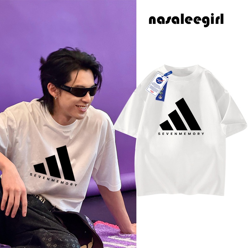 【เสื้อยืดแขนสั้นแบบที่ หวัง เหอ ตี้ ใส่】เสื้อยืด oversized NASA เนื้อฝ้ายขาว ระบายอากาศดี ทรงหลวม Unisex แฟชั่นเทรนด์ฮิต