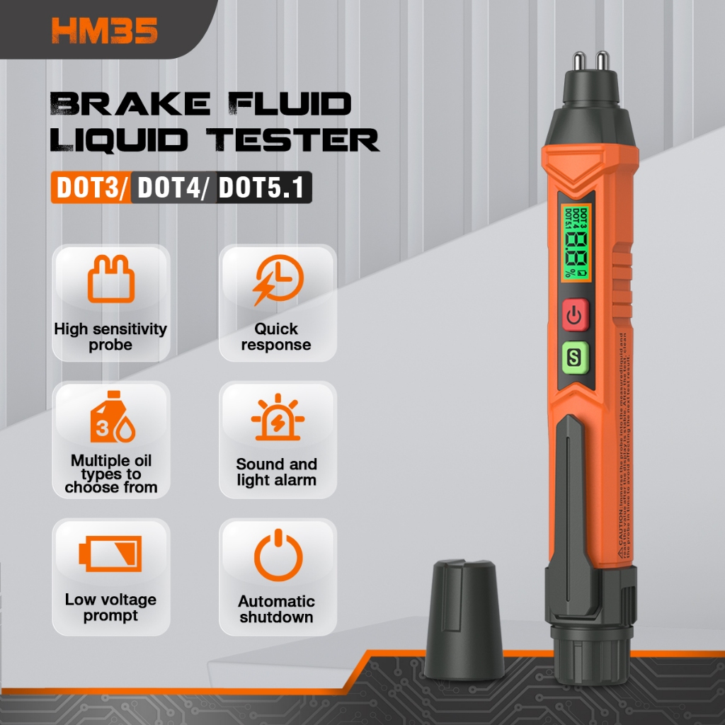 Homtools HM35 เครื่องวิเคราะห์การรั่วไหลของน้ํามันรถยนต์ เครื่องทดสอบการรั่วไหลของเบนซิน หน้าจอ LCD และ Buzzer การป้องกันความปลอดภัยในรถยนต์