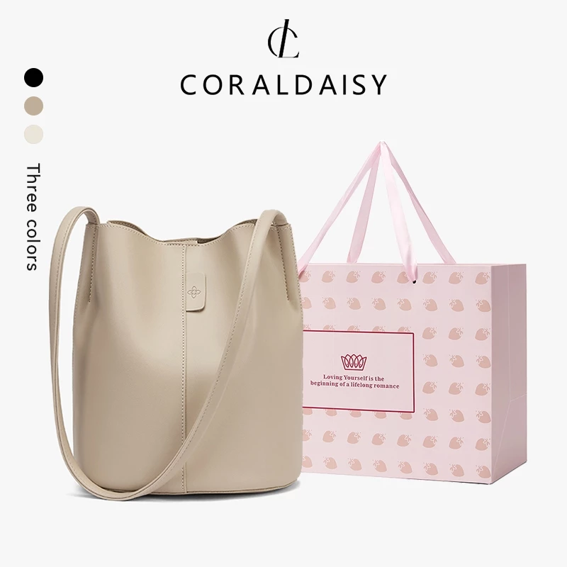 CORALDAISY bag ทรงใหม่ กระเป๋าสะพายข้างผู้หญิง กระเป๋าทรงถังใหญ่ กระเป๋าผู้หญิง