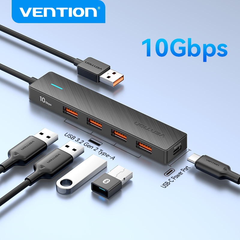 Vention USB 3.2 Gen 2 Extension HUB 10Gbps ความเร็วสูง Type C แหล่งจ่ายไฟ 4 พอร์