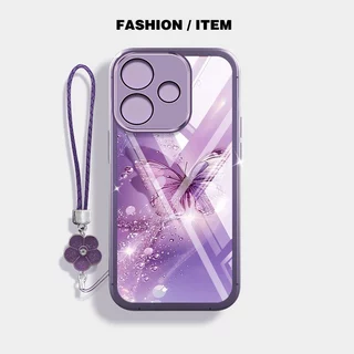 YBD Clearเคสโทรศัพท์สําหรับOPPO A6C A5i A5X A5 Pro A3X 5G 4G A3 NFC A40 A40M A60 5Gหักเพชรผีเสื้อซิลิโคนอ่อนนุ่มเลนส์ป้องกันมาพร้อมกับเชือกเส้นเล็ก