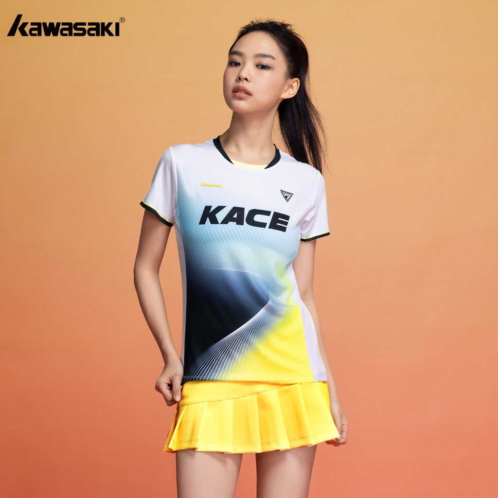 เสื้อยืดผู้หญิง Kawasaki 2025 ใหม่ ออกแบบสำหรับการเล่นแบดมินตัน มีคุณสมบัติซึมซับเหงื่อและแห้งไว พร้อมความสบายในการสวมใส่ทุกวัน K1C02-C1094&C2094