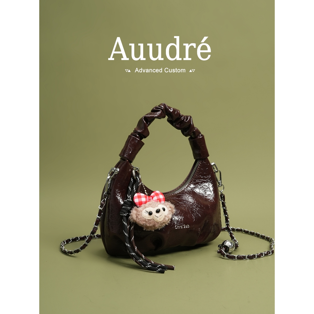Auudre Premium Retro Pleated Handbag Bag Chain Commuter Crossbody Bag