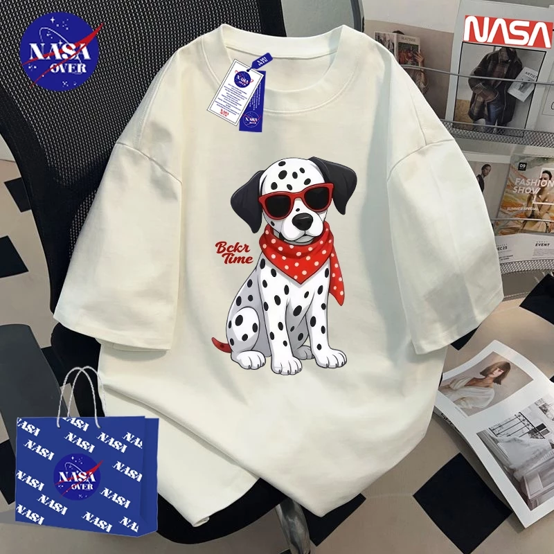 【พร้อมส่ง】🔥NASA ทรงโอเวอร์ไซส์ เสื้อ ผ้าฝ้ายแท้100% แขนสั้น ใส่ได้ทั้งชายหญิง เสื้อยืด🐶ลายสุนัขดัลเมเชียนYG1524