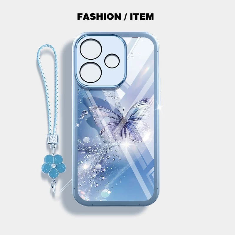 YBD Clearเคสโทรศัพท์สําหรับOPPO A6C A5i A5X A5 Pro A3X 5G 4G A3 NFC A40 A40M A60 5Gหักเพชรผีเสื้อซิลิโคนอ่อนนุ่มเลนส์ป้องกันมาพร้อมกับเชือกเส้นเล็ก