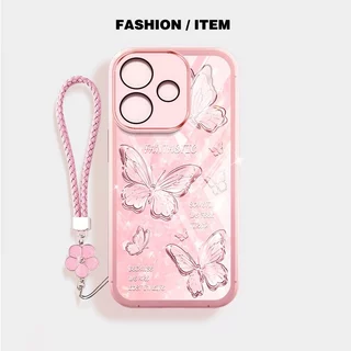 YBD Clearเคสโทรศัพท์สําหรับOPPO A6C A5i A5X A5 Pro A3X 5G 4G A3 NFC A40 A40M A60 5Gหักเพชรผีเสื้อซิลิโคนอ่อนนุ่มเลนส์ป้องกันมาพร้อมกับเชือกเส้นเล็ก