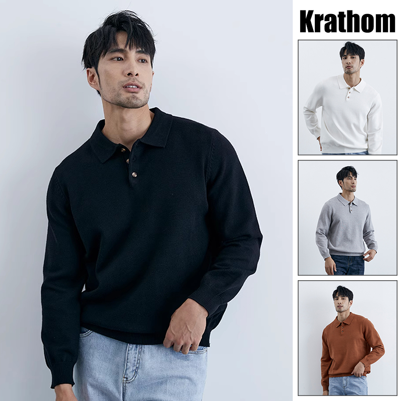 เสื้อโปโลผู้ชายถักคอปกแขนยาว - ผ้าอุ่นและสบายเหมาะสําหรับทั้งโอกาสและธุรกิจ!