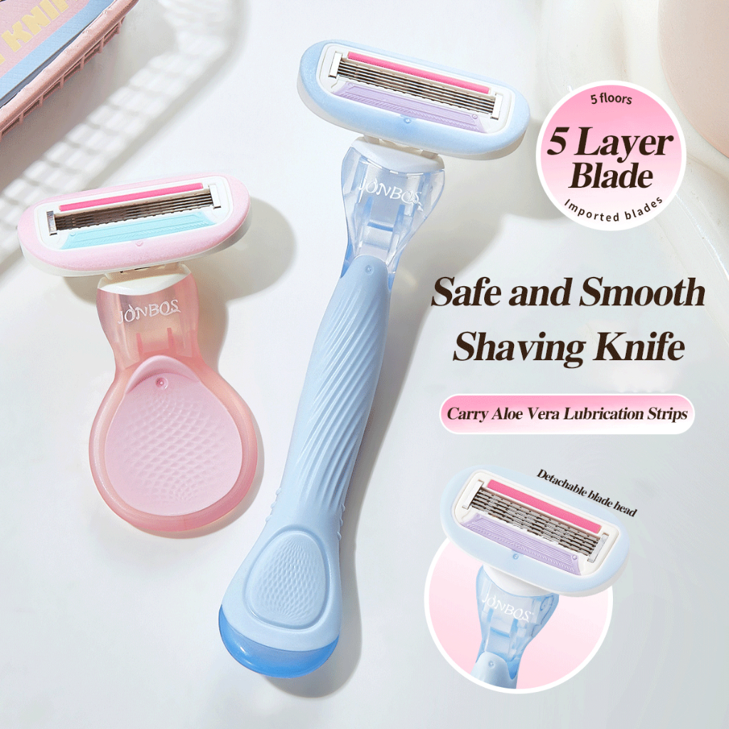 จอนโบส มีดโกนหนวด5ใบมีด-ว่านหางจระเข้แถบหล่อลื่นปลอดภัยเรียบสะอาดผู้หญิงรักแร้แขนขาผมเครื่องมือมีดโกนพิเศษ เจ138