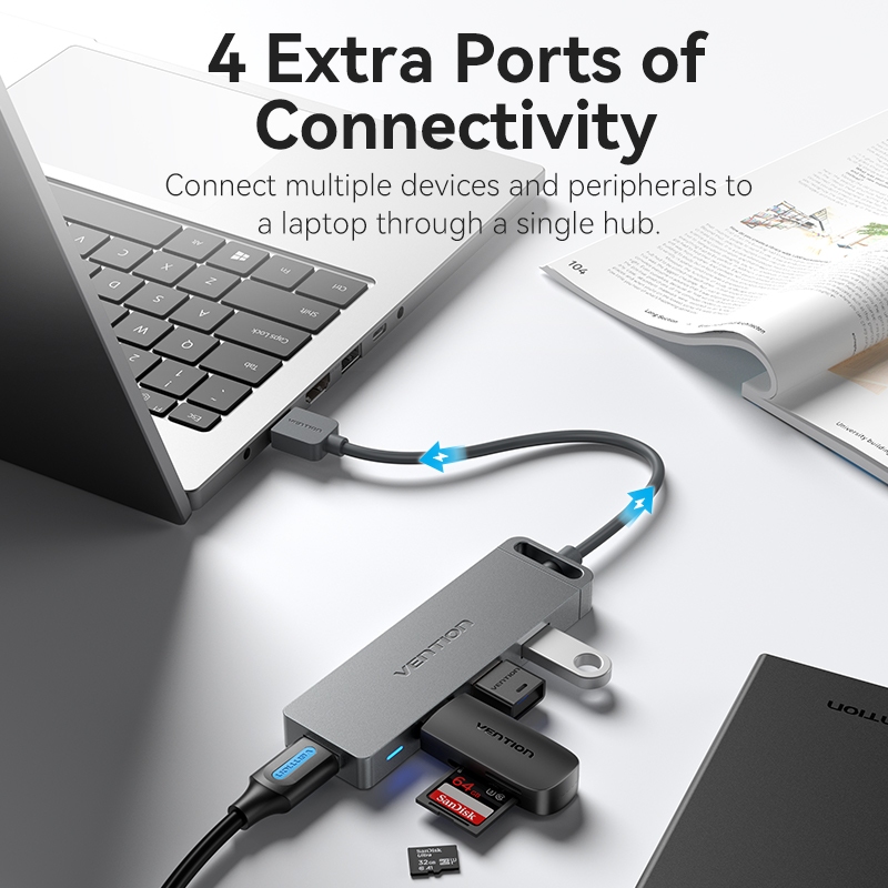 Vention พอร์ต USB HUB Extension Multi USB 4 พอร์ตฮับ USB รูปที่ 6
