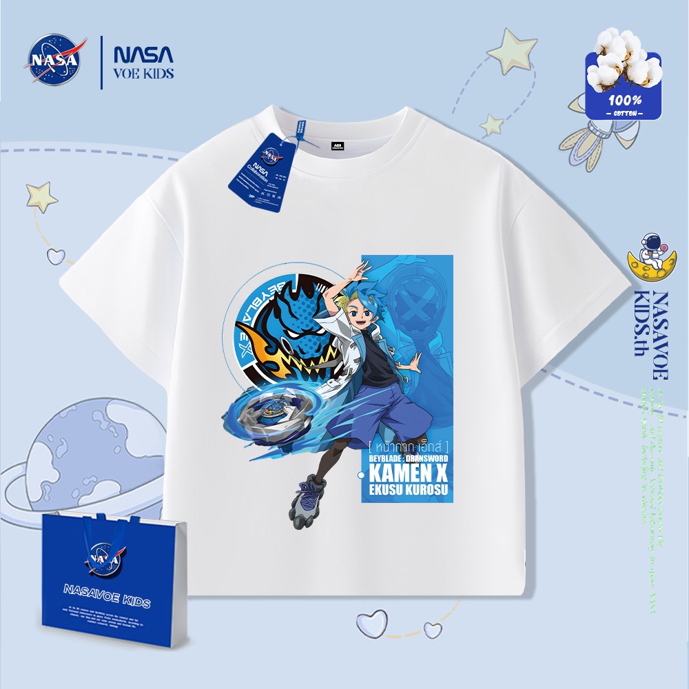 เสื้อยืดแขนสั้นเด็กชาย BEYBLADE X ผ้าฝ้ายแท้ 100%คอกลม พร้อมส่งภายใน 24 ชั่วโมง