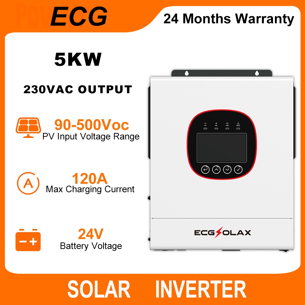 (ใหม่) PowMr 5KW/6.5KW MPPT On-Grid/Off-Grid Hybrid Inverter ในตัว 120A/160A Solar Charge Controller