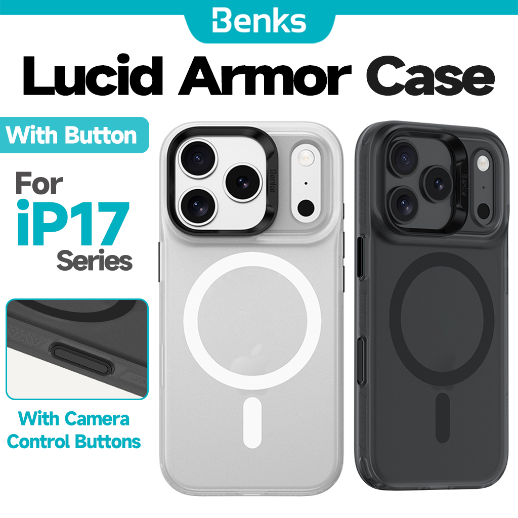 [Benks Official] Benks Lucid Armor Magnetic Protective Case พร้อมปุ่มกล้องสําหรับ IPhone 17 Air 16 Plus Pro Max รวมทุกอย่างเคสโช้คอัพถุงลมนิรภัยป้องกัน