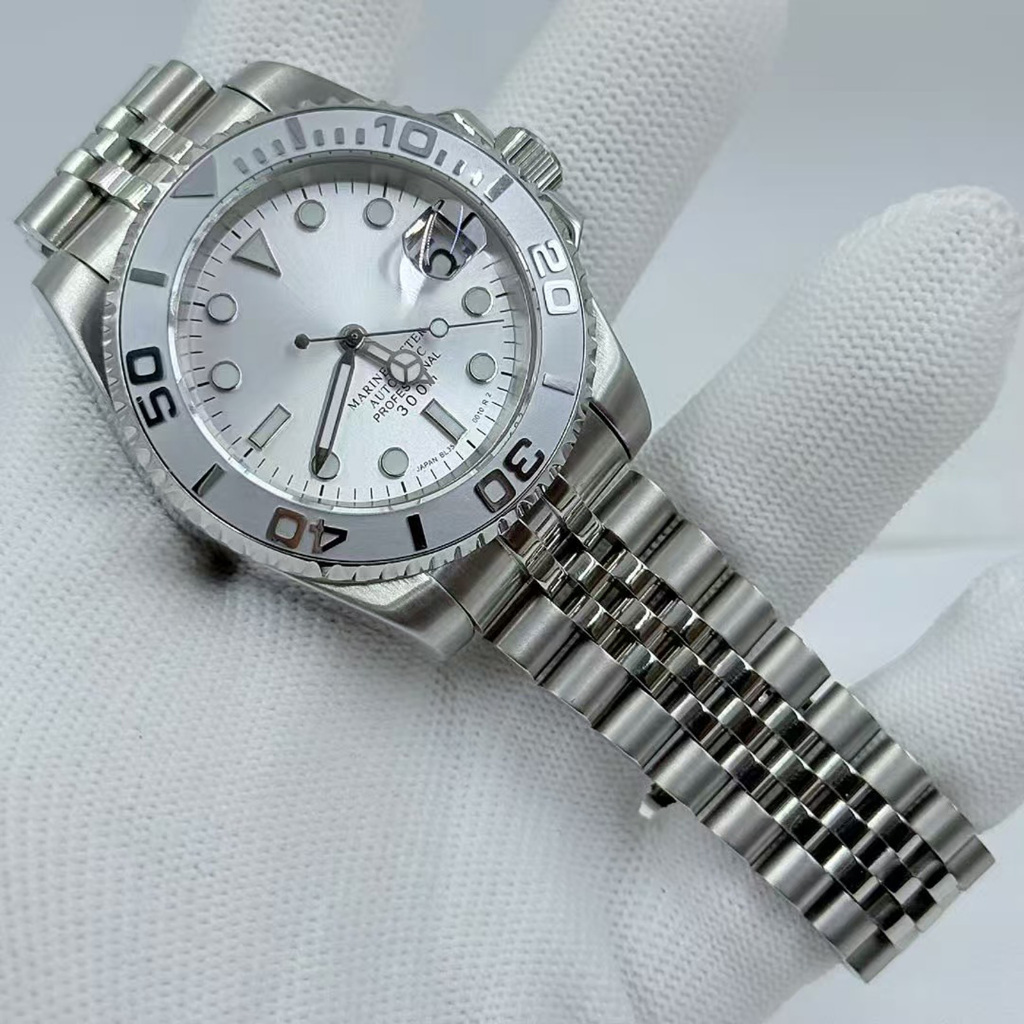 Water Ghost NH35 Watch Dial Sunburst Green Luminous Modified Watch Parts มีโลโก้ S