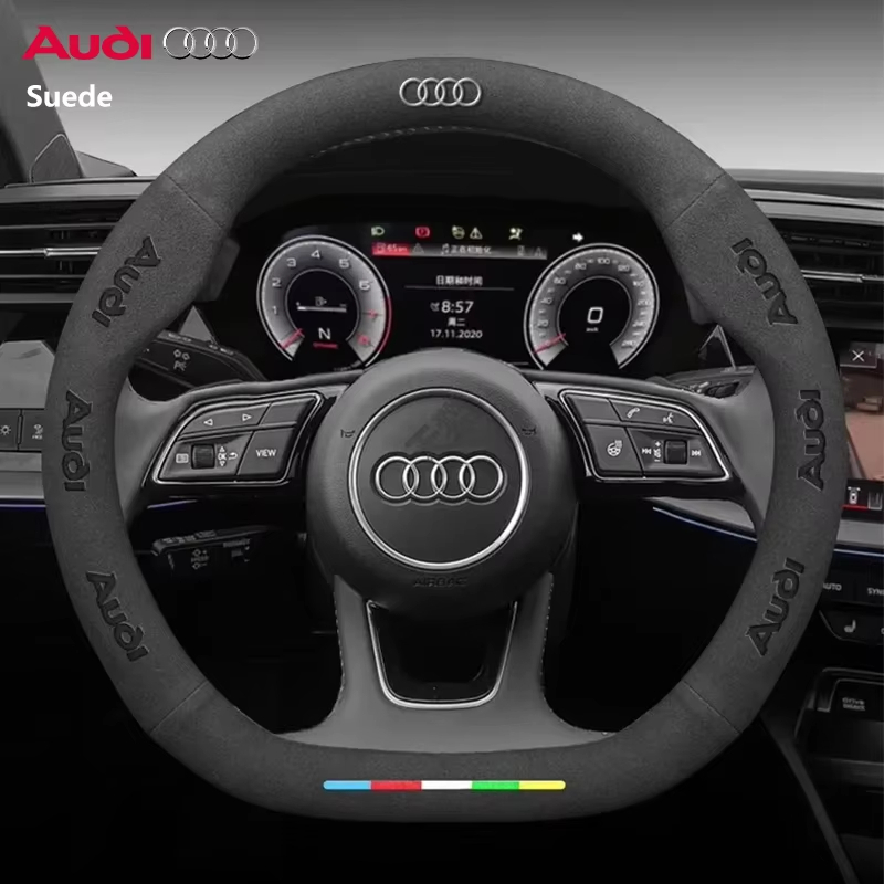 38 ซม.พวงมาลัยรถสําหรับ Audi ABT A1 A3 A4 A5 A6 A7 A8 Q2 Q3 Q4 Q5 Q7 Q8 TT RS3 RS4 RS5 RS6 RS7 S3 S3