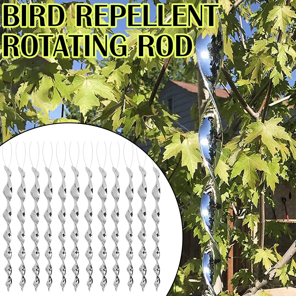 ✨ Virgil ✨ 12 ชิ้น 30 ซม.Bird proof ลมเปลี่ยนสวนเครื่องมือไล่นก,แฟลชอุปกรณ์ไล่นก,แท่งสะท้อนแสง,อุปกรณ์ไล่นก,แกนไล่นกเกลียว
