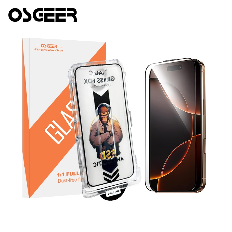 Osgeer 9H กระจกสําหรับ iPhone 11 12 13 14 15 16 16e pro max ป้องกันหน้าจอ [การป้องกันครอบคลุมเต็มรูปแบบ] ตัวป้องกันหน้าจอ HD กระจกนิรภัยที่ทนทานสูงสุด