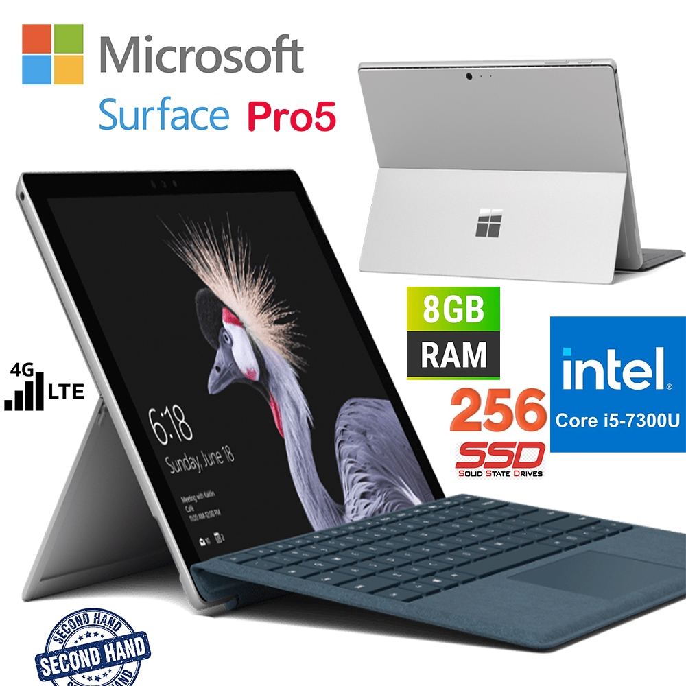 ใช้ Microsoft Surface Pro 5 Intel i5 i7 7th Gen 7300U 8GB RAM 256GB SSD 12.3 นิ้ว 2K หน้าจอสัมผัส SI