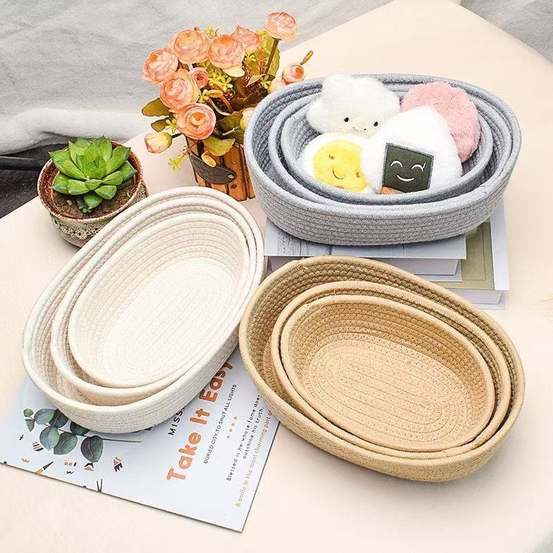 กล่องเก็บของ สาน desk organizer โต๊ะคอม จัดระเบียบ ตะกร้าผ้าฝ้าย มินิมอล