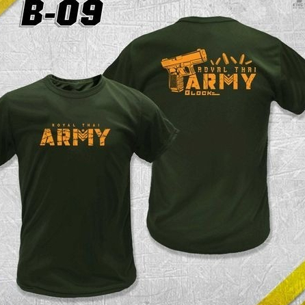 B09 "Royal Thai Army Glock Graphic" เสื้อยืดคอกลมผ้าฝ้าย อินเทรนด์ แฟชั่นสไตล์ทหาร ดีไซน์ไม่เหมือนใค